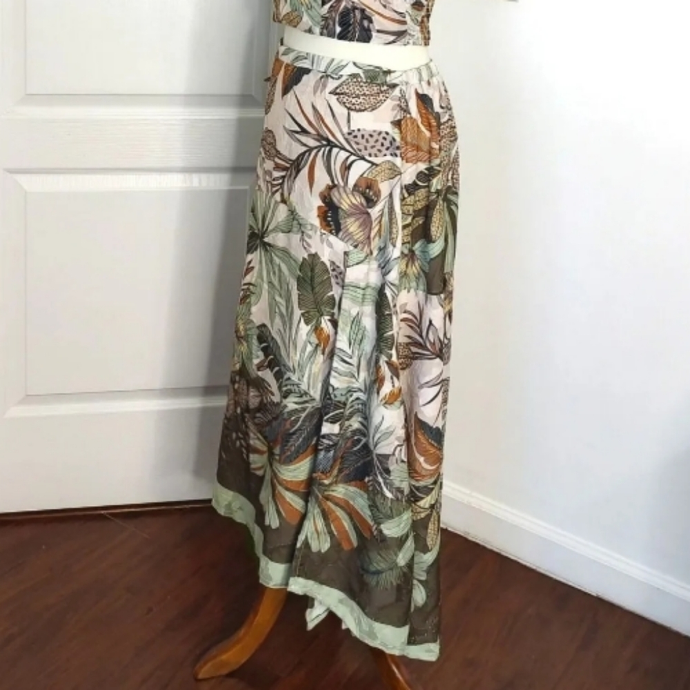 NWT Supernatural by SECRET MISSION Tropical Jungle Sandra Georgette maxi skirt